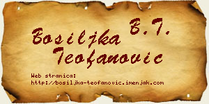 Bosiljka Teofanović vizit kartica